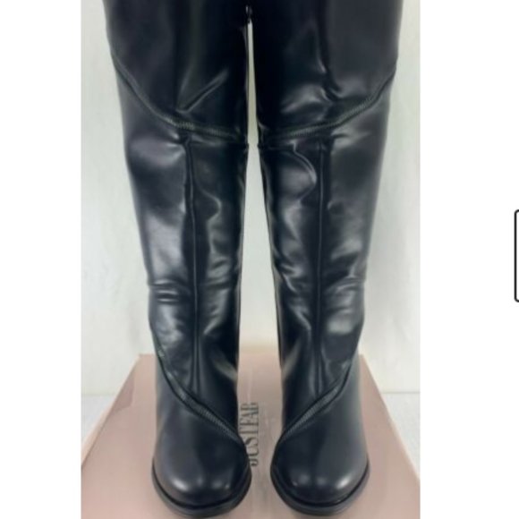 JUST FAB Women's Black Dakota Faux Leather Boots - Picture 2 of 4
